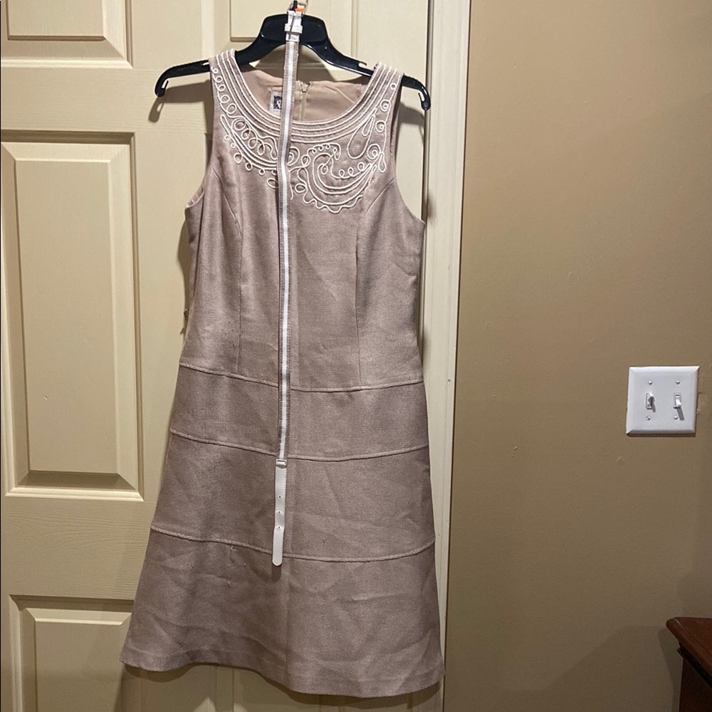 Elegant Tan Sleeveless Dress